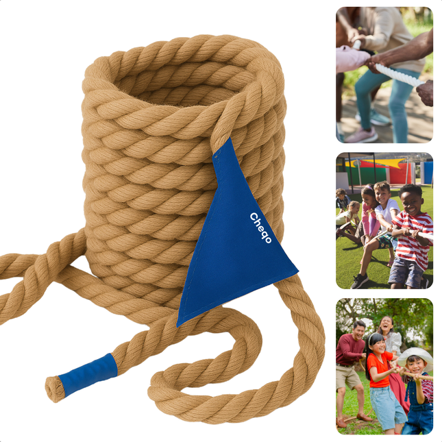 Cheqo® Touwtrekspel - Touwtrekken - Touwtje Trekken - Touw Trekken - 10 Meter Lang - Teamsport voor Kinderen - Sterk en Duurzaam