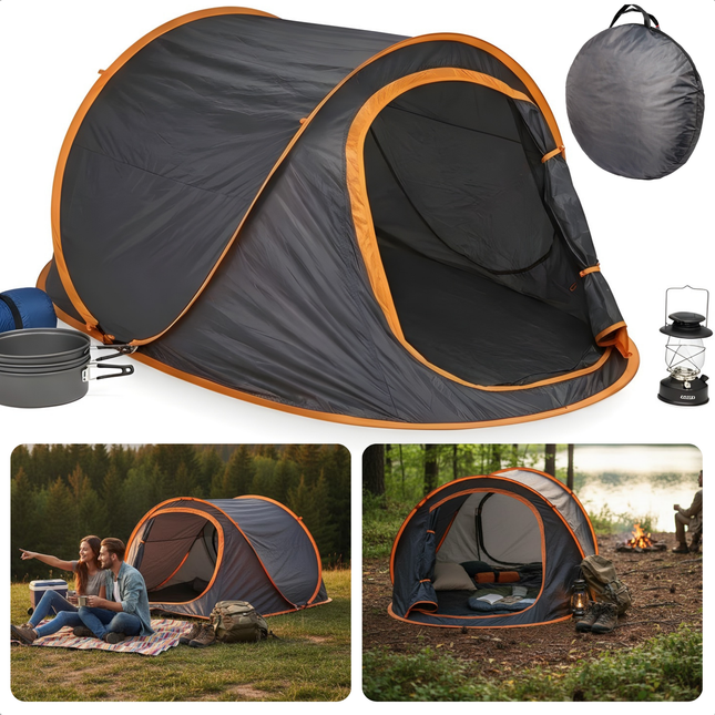 Cheqo® Pop Up Tent 2 Persoons - Pop Up Tent - Popuptent 2 Persoons - Popuptent - Campingtent 2 Persoons - Kampeertent 2 Persoons - Automatische Tent 2 Persoons - Werptent 2 Persoons - Koepeltent 2 Persoons