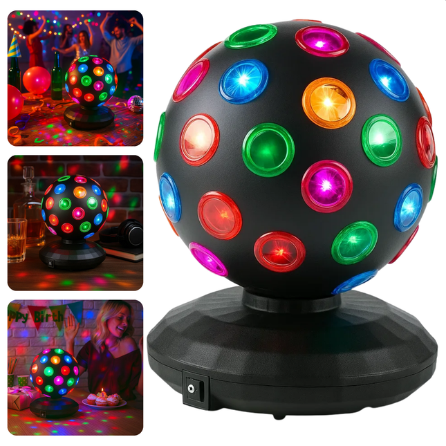 Cheqo® LED Disco Bal - Disco Bal - Feestverlichting - Disco Licht - Party Light - Gekleurde Lichteffecten - Voor Kinderen En Volwassenen - Eenvoudig In Gebruik - Compacte Formaat - Levendige Dansvloer - Urenlang Plezier
