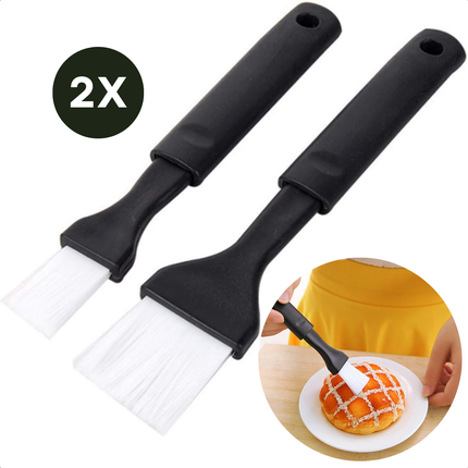 Cheqo® Bakkwast Set - Keukenkwast - Bakborstel - Marinade Kwast - BBQ Kwast - Zwart/Wit - Hittebestendig - Siliconen - Voor Bakken