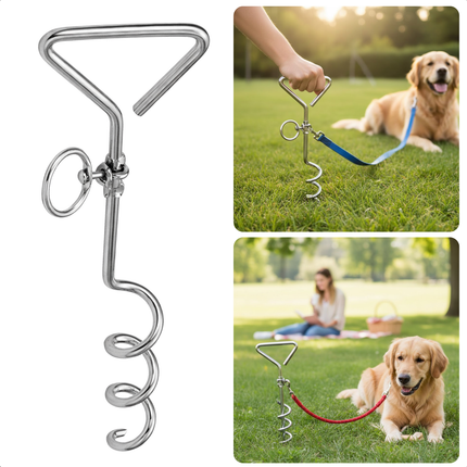 Cheqo® Grondpen Hond - Grondpen Hondenlijn - Aanlegspiraal Hond - Vastlegspiraal Hond - Grondspiraal Hond - Hondenpin - Grondpin Hond - Aanlegpen Hond - Grondanker Hond - Hondenanker - Campingpen Hond