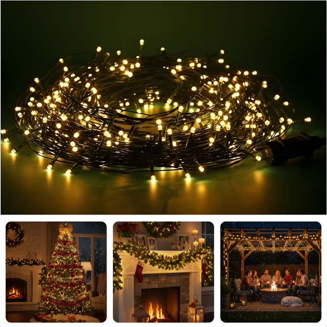 Cheqo® Kerstverlichting Binnen En Buiten - 540 LED Lampjes - Warme LED Verlichting - Energiezuinige Kerstverlichting - IP44 Kerstlampjes - 11,5 Meter Lichtslinger - Feestelijke Sfeer Verlichting - Duurzame Kerstboomverlichting