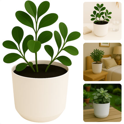 Cheqo® Bloempot Wit - Witte Plantenpot - Plantenbak - Kunststof 20x18 cm - Voor Binnen en Buiten - Ideaal voor Balkon