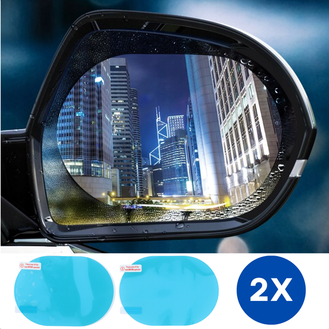 Cheqo® Anti-condens Folie - Anti Druppel Folie - Anti Mist Folie - Autospiegel Folie - Waterafstotend - Voor Autospiegels - 2 Stuks