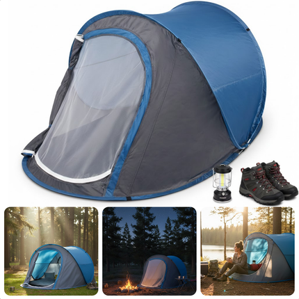 Cheqo® Pop Up Tent - Pop Up Tent 1 Persoons - Festival Tent - Kampeertent - Camping Tent - Lichtgewicht Tent - Blauwe Pop Up Tent