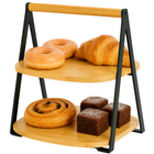 Cheqo® Bamboe Etagere - 2-Laags Etagere - Inklapbare Etagere - Serveertoren Bamboe - Bamboe En Metaal - 30 cm Hoogte - Eenvoudig Inklapbaar - Niet Vaatwasserbestendig - Bamboe Serveerplateau - 2 Lagen - Bamboe Hout - Stijlvolle Etagere