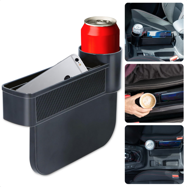 Cheqo® Auto Organizer - Autostoel Organizer - Handige Opbergvakjes - Voor Autostoel - Met Cupholder - Bekerhouder voor Auto - Multifunctioneel