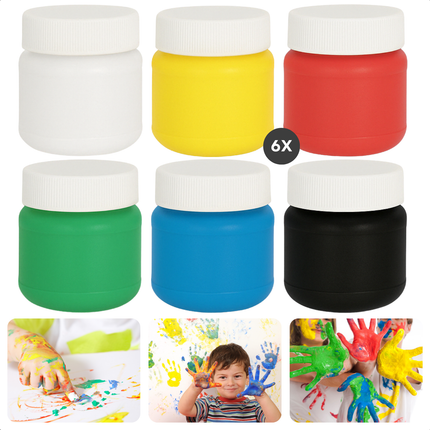 Cheqo® Vingerverf Set - Vinger Verf - Vingerverven - Kindvriendelijk - Afwasbare Verf - Uitwasbaar - 6 Stuks - Creatief Speelgoed