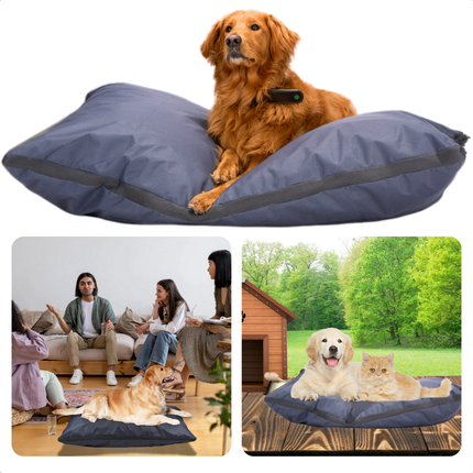 Cheqo® Hondenkussen - Huisdierbed - Hondenmand - Benchkussen - Hondenbed - Waterdicht - Voor Grote Honden - Grijs