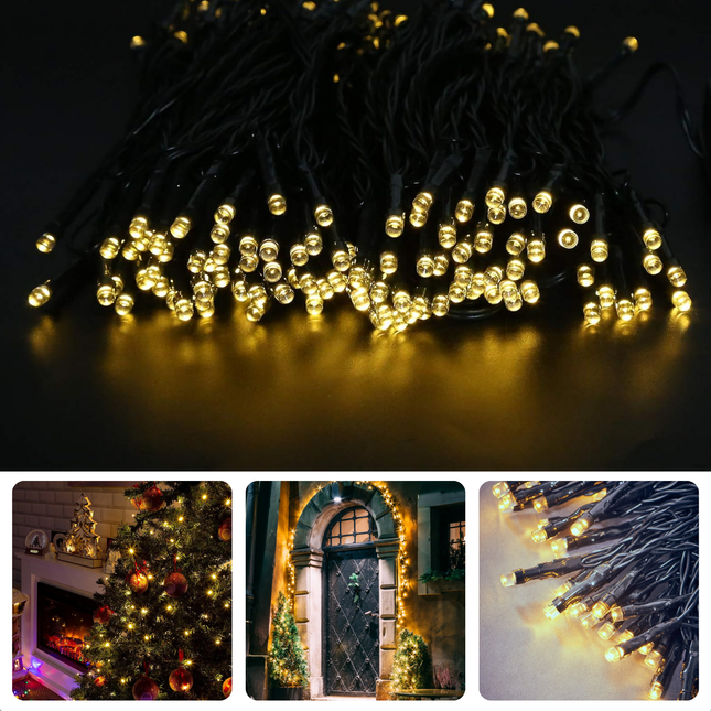Cheqo® Kerstboomverlichting voor Buiten - Kerstlampjes - Kerstverlichting - LED - 24 Lampjes - Batterij Aangedreven - Waterdicht IP44 - Warm Wit Licht
