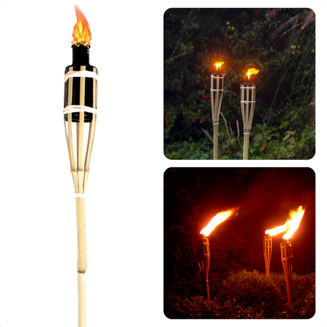 Cheqo® Bamboe Tuinfakkel - Fakkel - Sfeerverlichting 62.5 cm - Voor Tuin en Terras