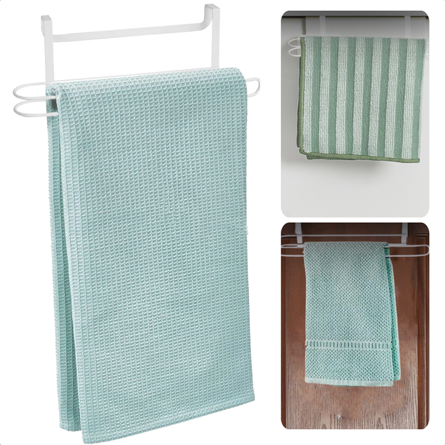Cheqo® Deurhanger Handdoekrek Zonder Boren - Kunststof - Wit - Handdoek Houder - Handdoekstang - Handdoekenrek - Handoekhouder - Badkamer