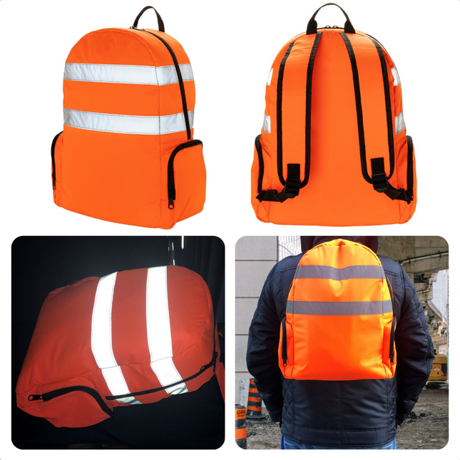 Cheqo® Gereedschapsrugzak - Reflecterend - Laptopvak - Ipadhouder - Verstelbare Schouderbanden - 8 Opbergopties - 20kg Draagcapaciteit - 34 x 15 x 44 cm - Gereedschapstas - 600D Polyester - Waterdicht - Laptoptas laptoptassen