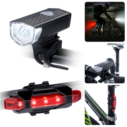 Cheqo® Fietsverlichting Set - USB Oplaadbaar - Spatwaterdicht IP44 - LED Knippermodi - Gereedschapsloze Installatie