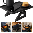 Cheqo® Armleuning Dienblad - Zwart Bamboe - Antislip Functie - Sofa Dienblad - Banktafel Dienblad - Opvouwbaar Dienblad - Bamboe Materiaal - Zwart Kleur - Bank Armleuning - Armleuning Tafel