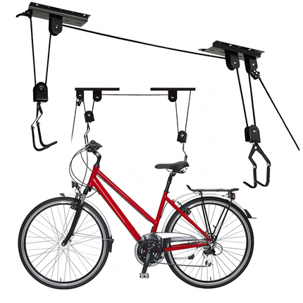 Cheqo® Fietslift Plafondmontage - Ophangsysteem - Fietstakel - Max. 45 kg - Fietsophangsysteem voor Garage - Incl. Bevestigingsmateriaal
