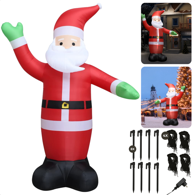 Cheqo® Opblaasbare Kerstman - Kerstman Opblaasbaar - Kerstversiering - 4,5 m - Weerbestendige Kerstdecoratie met LED - Polyester