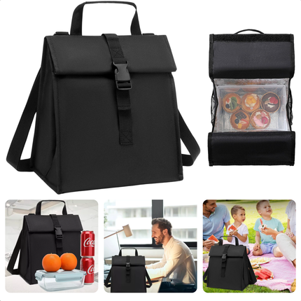 Cheqo® Koeltas Zwart - Picknicktas - Lunchtas - Thermisch Geïsoleerd - Lichtgewicht Reistas
