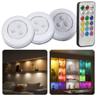 Cheqo® LED Lampen - Druklampen Zelfklevend - Kastverlichting - Onderbouw Lamp - Multi-kleur Verlichting - Draadloos met Afstandsbediening - Batterij