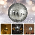 Cheqo® Kerst Discobal - Spiegelbol 50 CM - Zilver Spiegelglas - Disco Bal Zilver - Eenvoudig Op Te Hangen - Kerstversiering - Feestdagen Decoratie - Discobal Ornament - Spiegelglas Discobal - Kerstdecoratie