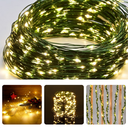 Cheqo® Kerstverlichting - Kerstboomverlichting - Kerstlampjes - Sfeerverlichting - LED Verlichting - Voor Binnen en Buiten - Tuinverlichting - Feestverlichting - Lichtsnoer - Soft Wire - 400 LED's - 12 Meter - Warm Wit Kerstboomverlichting