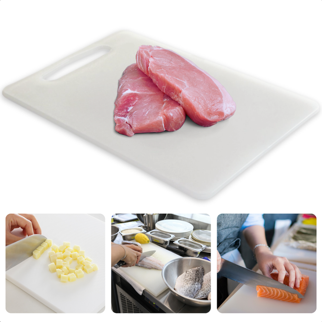 Cheqo® Witte Kunststof Snijplank - Snijplanken - Serveerplank -Tapasplank - 35x25 cm - Hygiënisch en Duurzaam