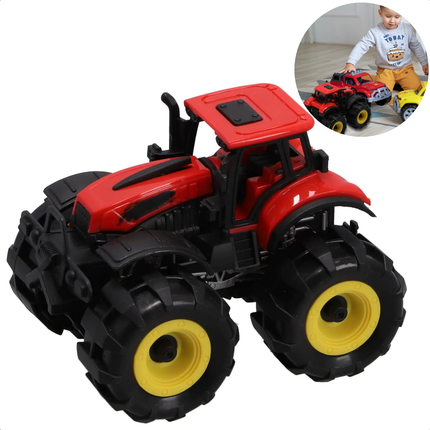 Cheqo® Speelgoedtractor - Speelgoed Tractor - Rood/Zwart - 15 cm - Licht en Geluid - Kunststof