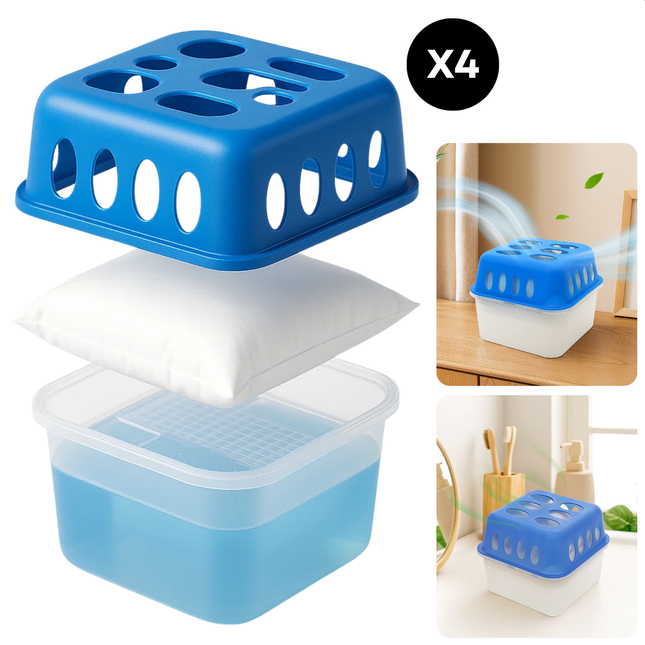 Cheqo® Navulbare Vochtopnemers - Vochtvanger Navulling - Vochtontrekker Navulzak - Vochtopnemer Navulling - Beschermt Tegen Schimmel - Bestrijding Van Geurtjes - Set Van 4 Stuks - Kleine Ruimtes - Weinig Ventilatie - Condensbestrijding