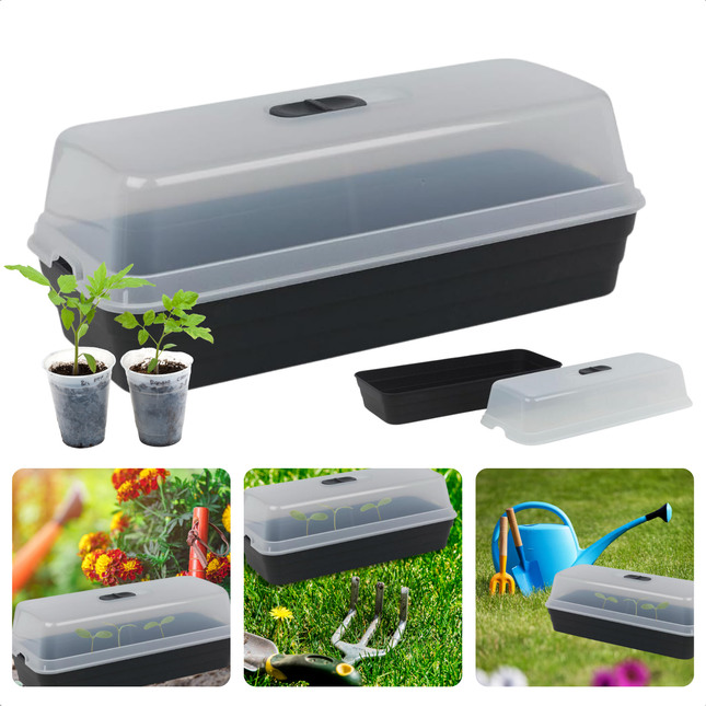 Cheqo® Kweekbak Antraciet Transparant - Kweekkast - Moestuinbak - Moestuin - Voor Binnen en Buiten - Met Deksel