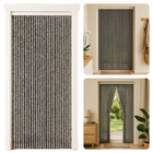 Cheqo® Vliegengordijn Kattenstaart - Deurgordijn - Vliegen Gordijn - Hordeur - Deurhor - 90x200 cm - Chenille Zwart/Wit - Voor Caravan en Thuis