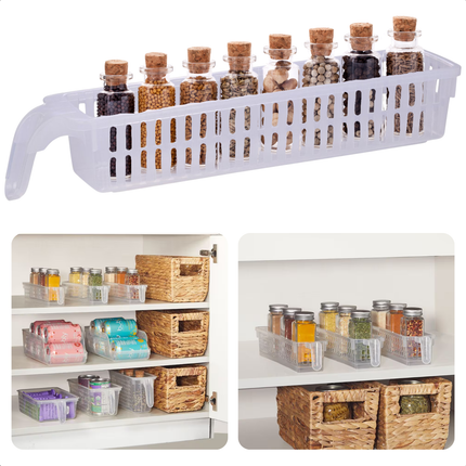 Cheqo® Keuken Organizer - Keukenkast Organizer - Koelkast Organizer - Koelkast Bakje - Transparant Plastic - Handige Opbergbak