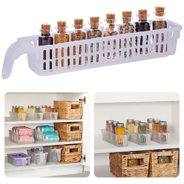 Cheqo® Keuken Organizer - Keukenkast Organizer - Koelkast Organizer - Koelkast Bakje - Transparant Plastic - Handige Opbergbak