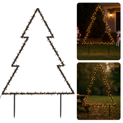 Cheqo® Led Kerstboom - Tuin Kerst Decoratie - Warm Wit - 175 Leds - 8 Lichtfuncties - Automatische Timer - Buitenverlichting - Decoratieve Verlichting - Kerstverlichting - Kerstdecoratie - Tuin Kerstboom Prikspot