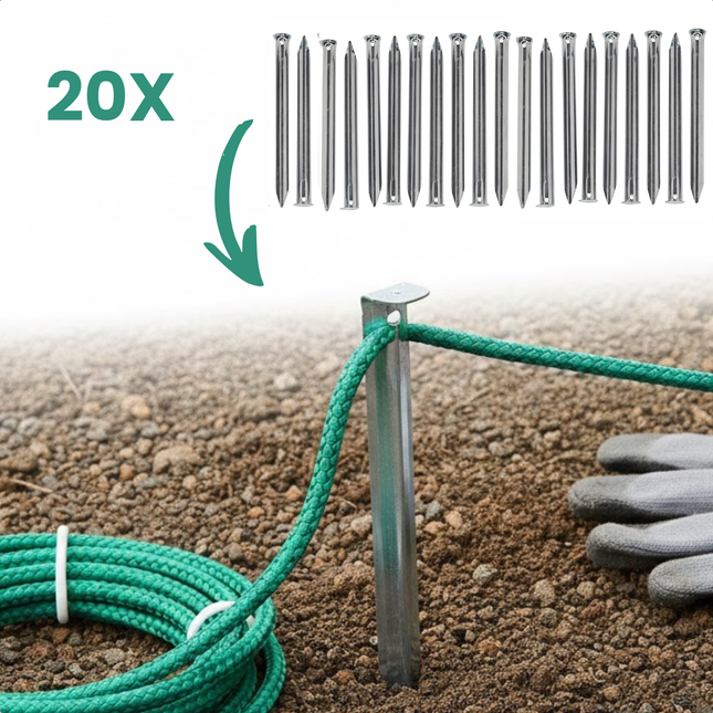 Cheqo® Tentharingen - Tentharingen Set - Tentharingen 20 Stuks - Grondpennen - Grondpennen Tent - Grondpennen Set - Tentpennen - Tentpennen Set - Tent Haringen - Grondharingen - Spijkerharingen