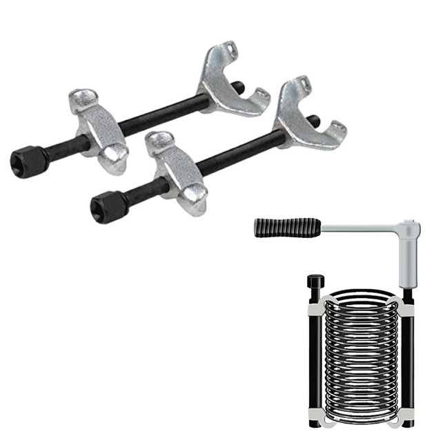 Cheqo® Veerspannerset 300mm - Perfecte Partner voor Auto-Onderhoud en Reparaties - Veer - Spiraal - Veerklem - Auto Springveer Compressor - Schokbreker - 2 stuks Tangensets