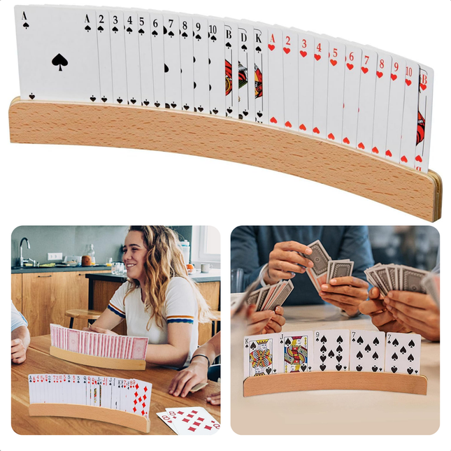 Cheqo® Houten Kaartenhouder - Kaarthouder - Speelkaarthouder - Kaarthouders - Ideaal voor Spelkaarten - Handige Houten Houder