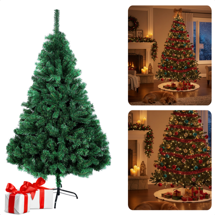 Cheqo® Kunstkerstboom 210 cm - 900 Takken - Kerstboom Met Standaard - Duurzame Materialen - Milieuvriendelijk Alternatief - Eenvoudig Op Te Zetten - Volle Uitstraling - Flexibele Takken - Stabiele Kerstboom - Herbruikbare Kerstboom