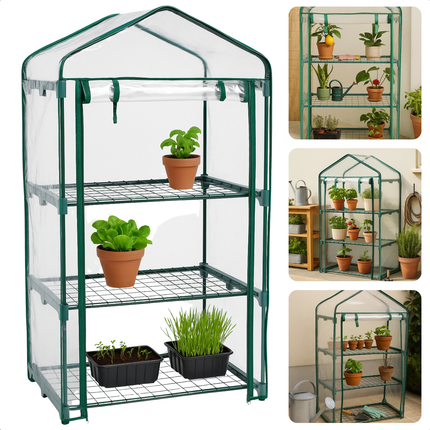 Cheqo® Kweekkas - Compacte Broeikas - Plantenkas Metalen Frame - Foliekas - Kas - Broeikas - Kas voor Moestuin - Compacte Tuinkas - Waterdicht