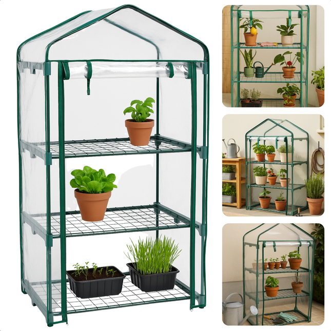 Cheqo® Kweekkas - Compacte Broeikas - Plantenkas Metalen Frame - Foliekas - Kas - Broeikas - Kas voor Moestuin - Compacte Tuinkas - Waterdicht