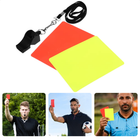 Cheqo® Scheidsrechter Set - Scheidsrechtersfluitje Voetbal - Inclusief Gele en Rode Kaarten - Rode en Gele Kaart - Sportfluitje met Koord