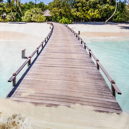 Strandlaken 100x180 cm - Tropisch Strand en Palmbomen Print - Poly Velours - Good Morning