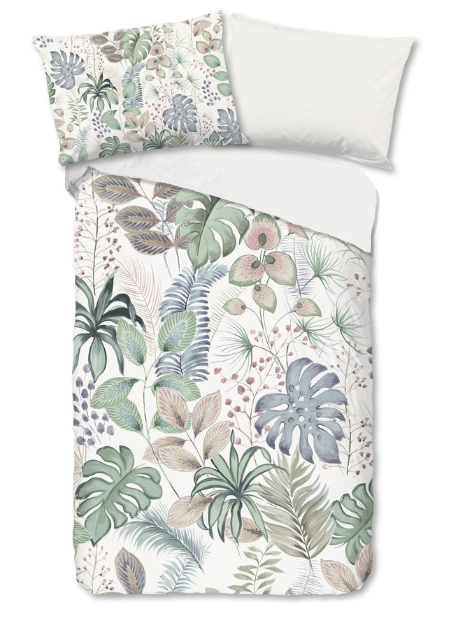 Dekbedovertrek 140x200 cm - Botanische Bladeren Print - Multi - 1 Persoons - 100% Katoen - Oeko-Tex Gecertificeerd