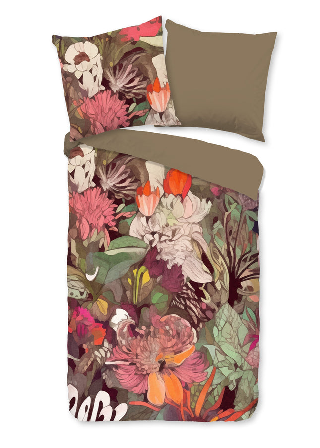 Bloemen Dekbedovertrek 155x220 cm - Botanische Print - Multi - 1 Persoons - 100% Katoen