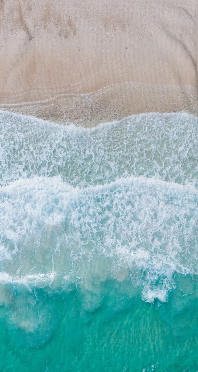 Strandlaken 100x180 cm - Zee en Strand Print - Poly Velours - Good Morning - Zand en Oceaan Design