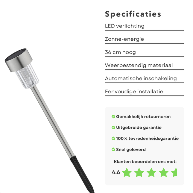 Cheqo® RVS Solar Prikspots - Tuinverlichting - Grondspot - Tuinlampen - Tuinspots - LED Verlichting - Set van 24 - Zonne-energie