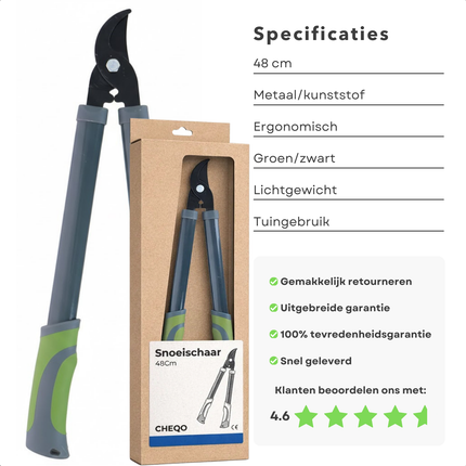 Cheqo® Snoeischaar - Tuinsnoeischaar - Takkenschaar - Tuinschaar - Snoeischaar Tuin - Snoeischaar Takken - Snoeischaar Struiken - Snoeischaar Heg - Snoeischaar Groen
