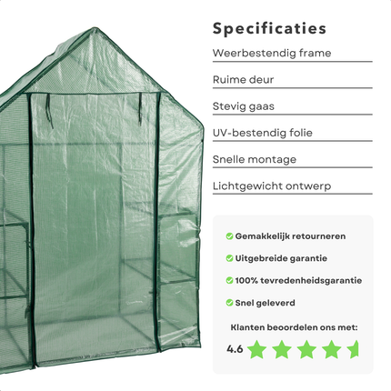 Cheqo® Broeikas - Compacte Tuinkas voor Groente Kweken - Foliekas - Moestuin - Weerbestendige Plantenkas - Kweekkas