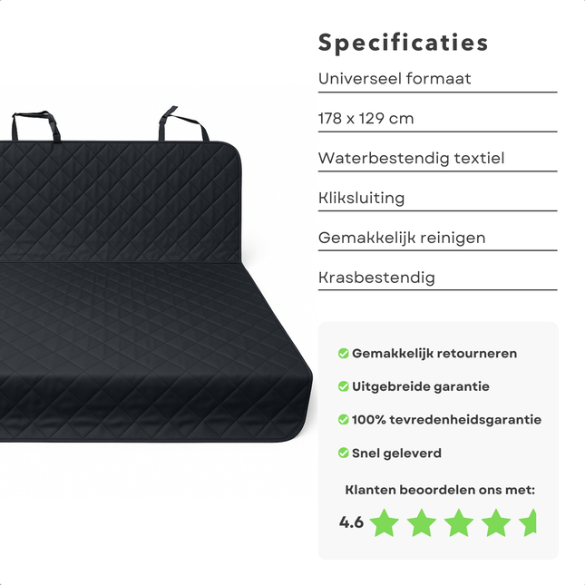 Cheqo® Kofferbak Beschermhoes Hond -  Kofferbakbeschermer voor Honden - Hondendeken Auto Kofferbak - Antislip & Waterbestendig