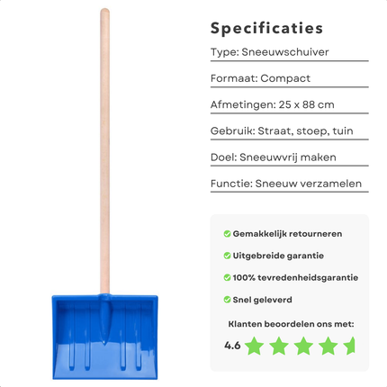 Cheqo® Sneeuwschuiver voor Kinderen - Sneeuwruimer - Sneeuwschep - Compact Kunststof - Voor Stoep en Tuin