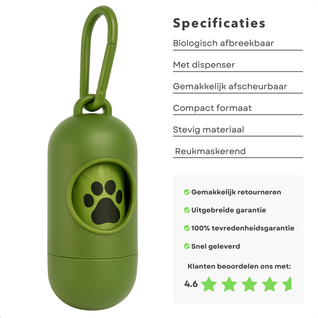 Cheqo® Biologisch Afbreekbare Hondenpoepzakjes - Met Dispenser - Poepzakjes Hond - Hondenpoep Zakjes